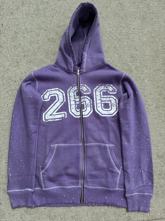 266 Royal Code Rhinestone Zip ups