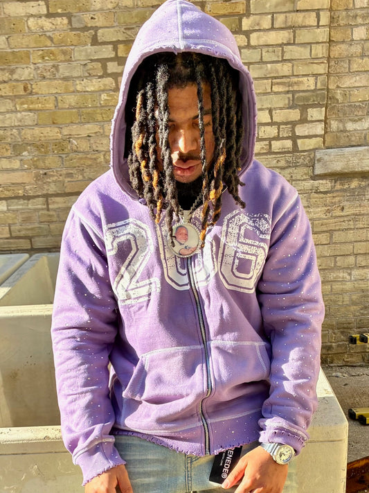 266 Royal Code Rhinestone Zip ups