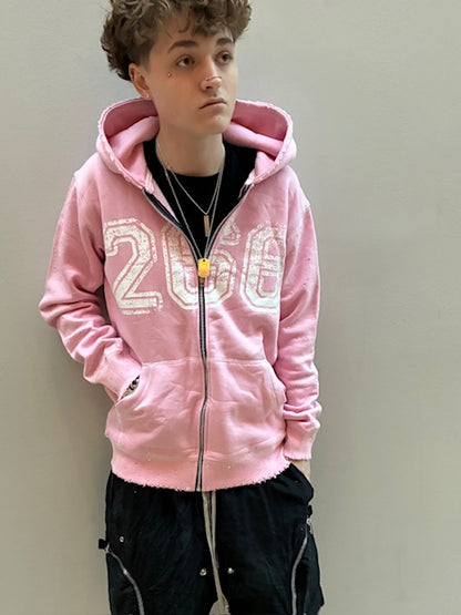 266 Soft Pink Rhinestone Zip ups